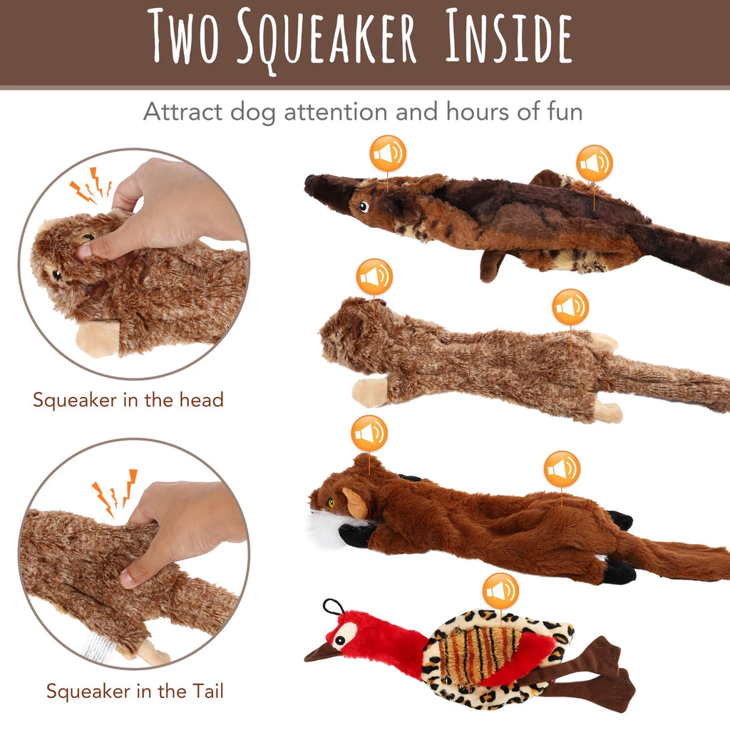 Set of 5 Dog Squeaky Toys for Small Medium Dog, No Stuffing